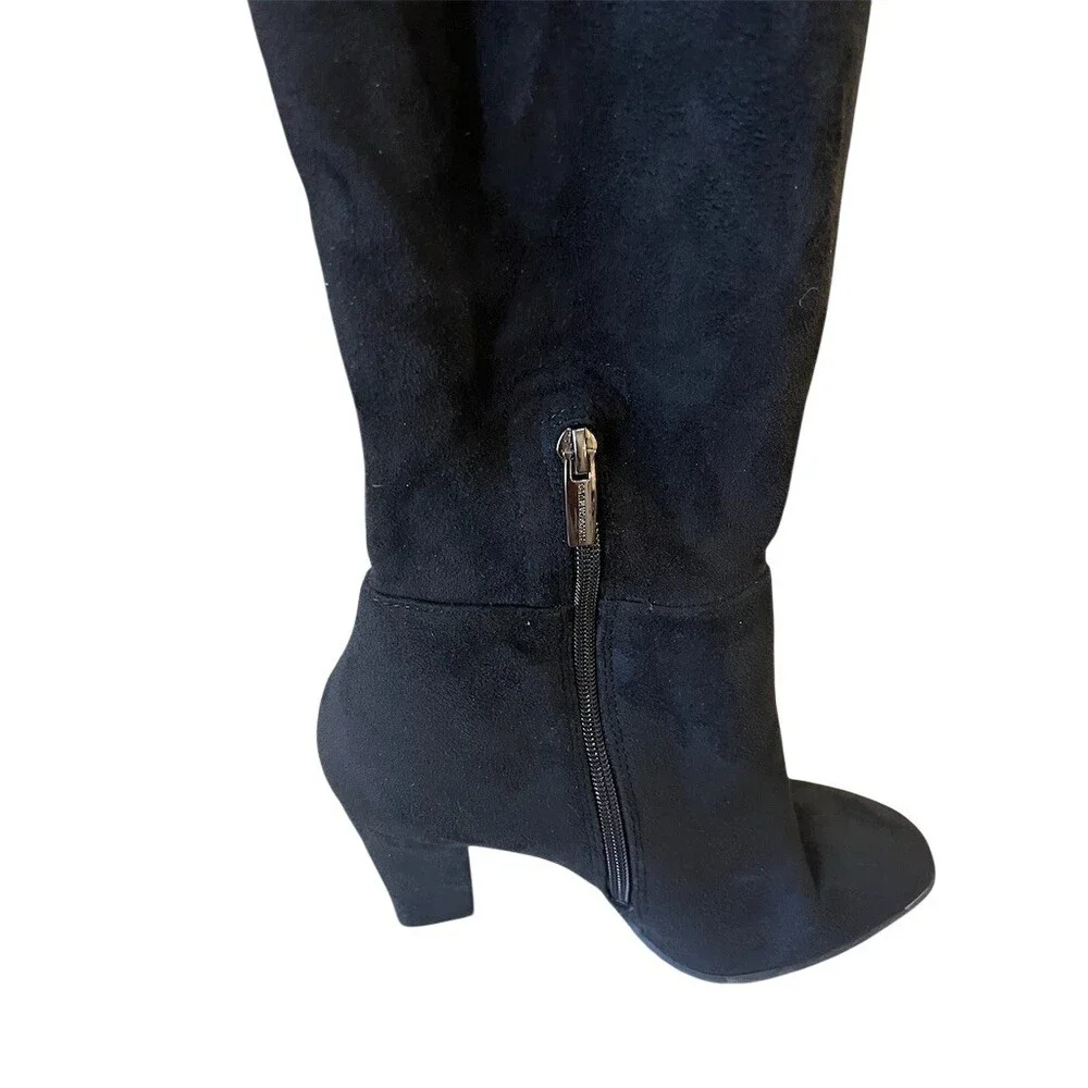 Vince Camuto Over-the-Knee Boots Womens 9.5 Black Suede Block Heel Zip Tapley